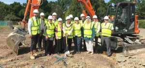 Cllr Ingham and team of builders at Great Hollands pavilion